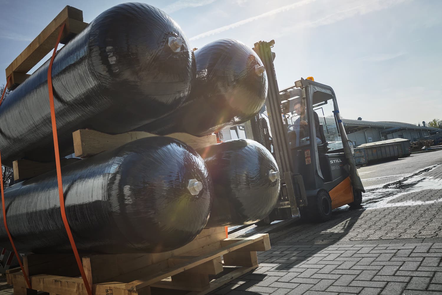 Pressure vessels being moved